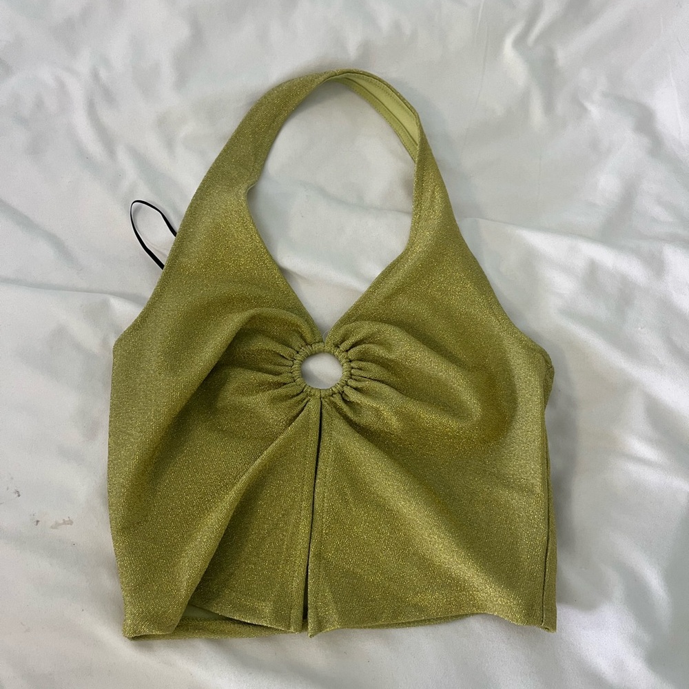 Sparkle Halter Green Going Out Top
